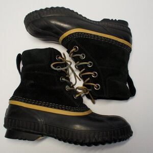 Sorel Duck Boots Youth 4 Black Cheyanne Winter Snow Outdoor Rubber Lined